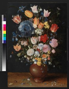 Um vaso de faiança de flores, c.1607-8